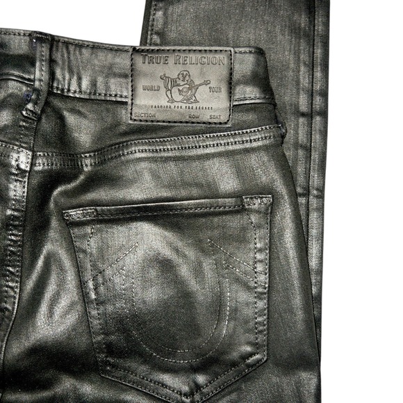 NWT True Religion Jennie Curvy Coated Leather Look Jeans Womens‎ 26 Skinny Denim - Picture 4 of 16
